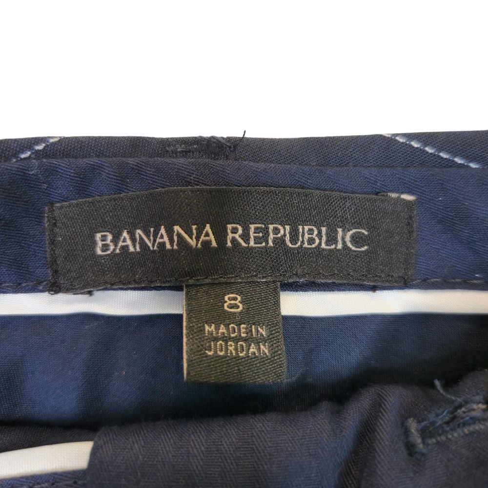 Banana‎ Republic Womens Navy Blue Horizontal Pinstripe Straight Leg Pants Size 8 - Picture 8 of 8
